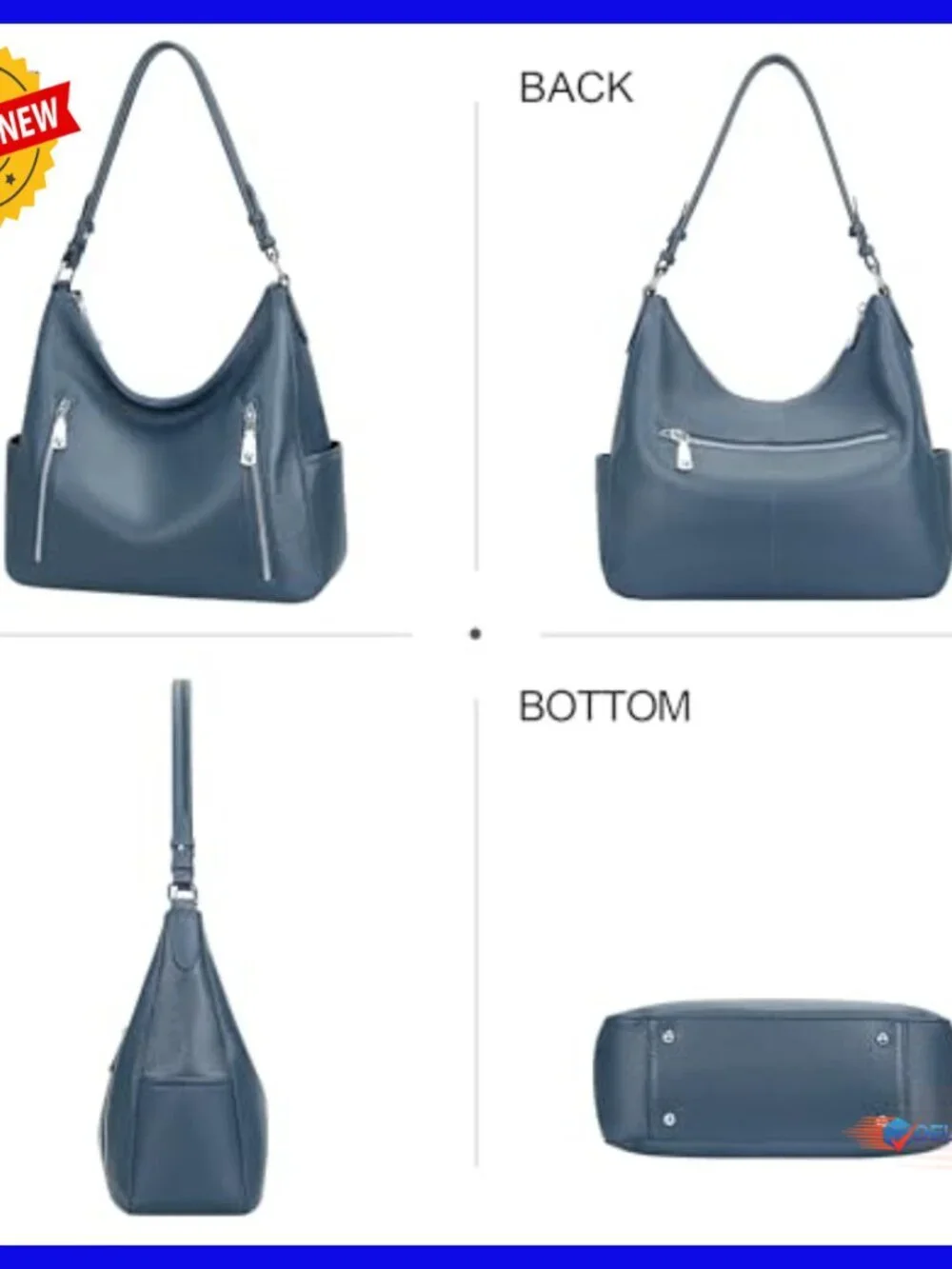 Genuine Leather Hobo Shoulder Bag Crossbody with Multiple Pockets